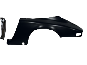 Quart de panneau arrière avec montant de porte séparé Targa. Porsche 911 08/1969- 07/1973 - 91150306140, 91150306140GRV, 91150306243, 91150306243GRV - 1680400470, 1680400480